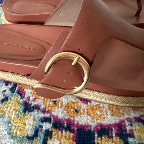 AEROSOLES Cina Faux Leather T-Strap Sandals in Clay Size 10 - Picture 3 of 9